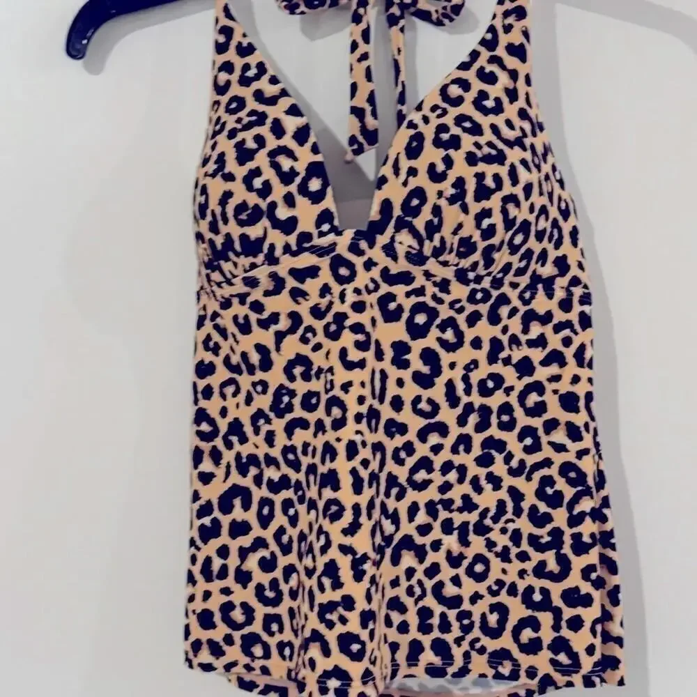 Salt + Cove Juniors' Animal-Print Halter Tankini Top Halterkini Top Bottoms M